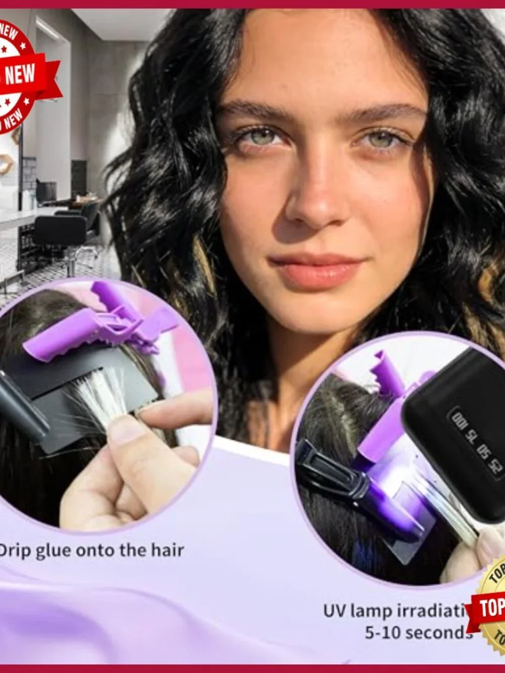 Portable LED Hair Extension Machine Kit with 6 Beads, Travel-Friendly